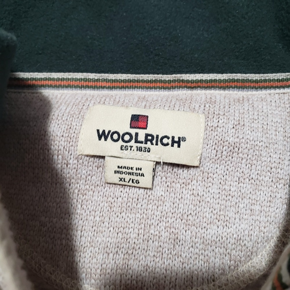Woolrich 1/4 Zip Pullover Mens XL Beige Long Sleeve Zip Pocket‎ Sweater - Picture 4 of 10